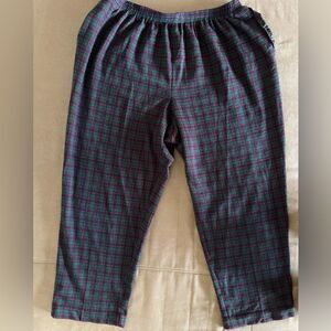 Algfred Dunner cropped plaid green/purple pull on pants side‎ pockets sz 20